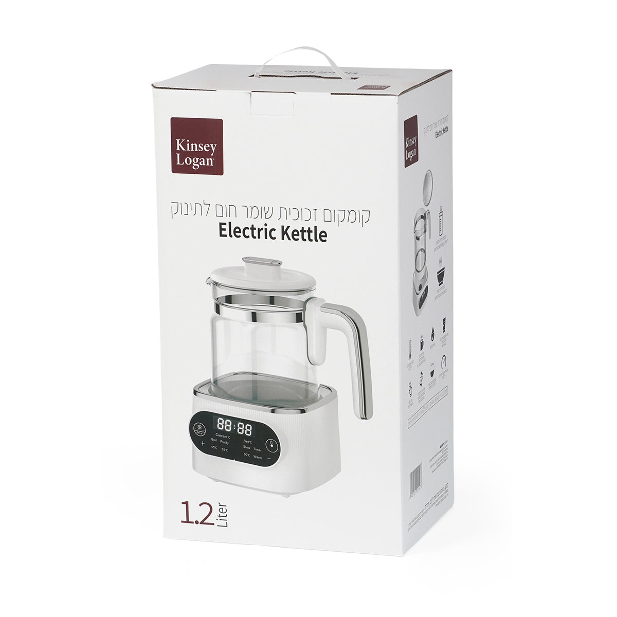 קומקום זכוכית שומר חום קינזי לוגן | Kinsey Logan Electric Kettle