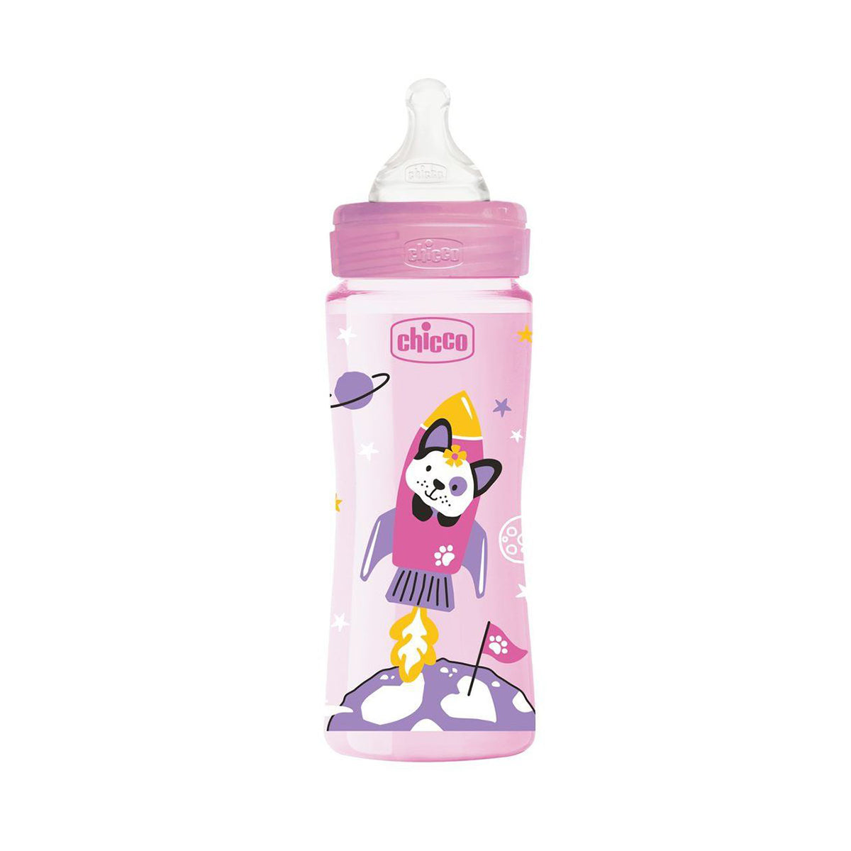 בקבוק צ'יקו וולביאינג אפור 330 מ"ל 4M+ | Chicco Well Being Feeding Bottle 330 ml