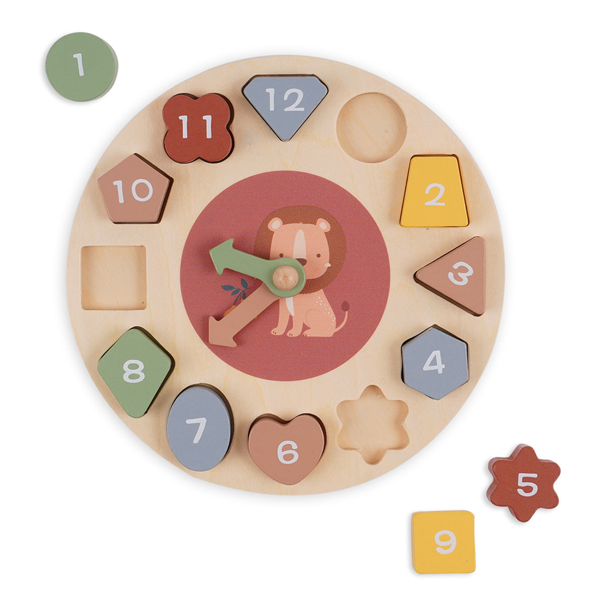 שעון התאמת צורות מעץ דייניז | Dainy's Wooden Shape Sorting Clock