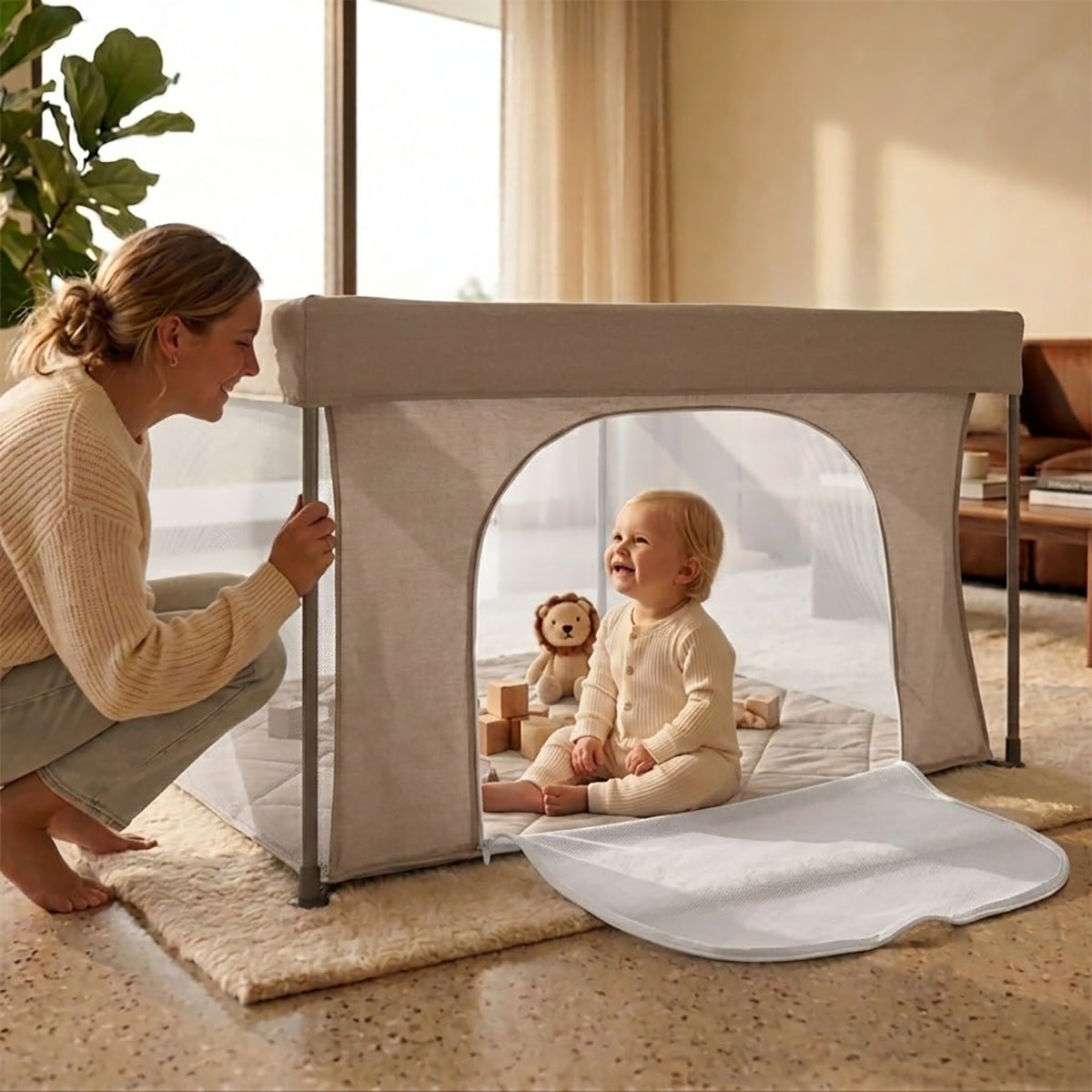 מתחם פעילות טוויגי 125X125 ס"מ בז' | Twigy PlayField Moccasin