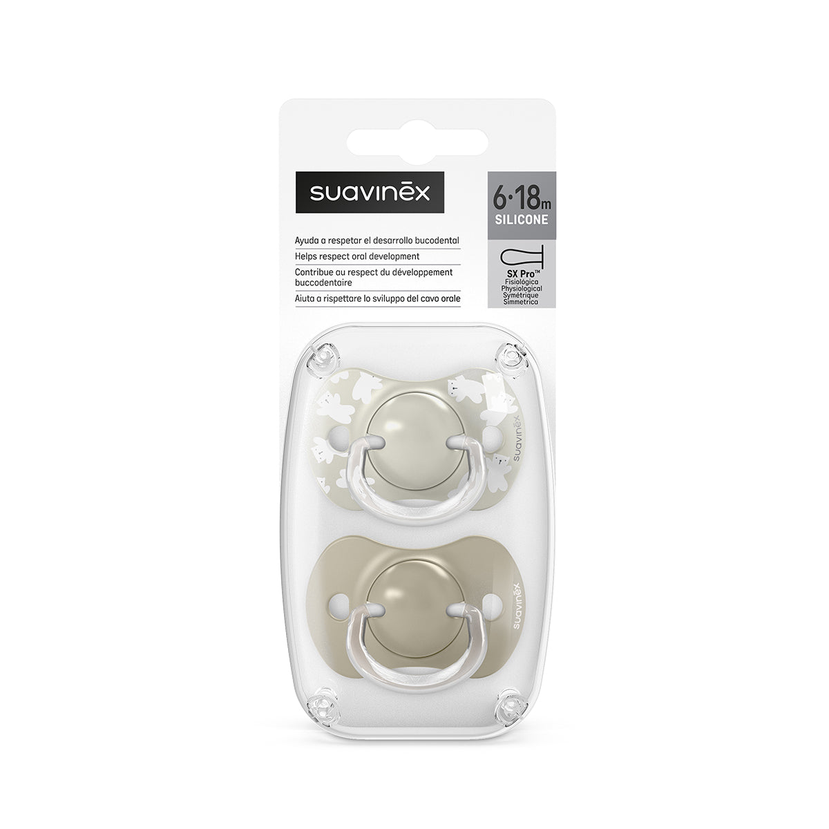 זוג מוצצים סובינקס 6-18 בז' | Suavinex Wild&Free Beige