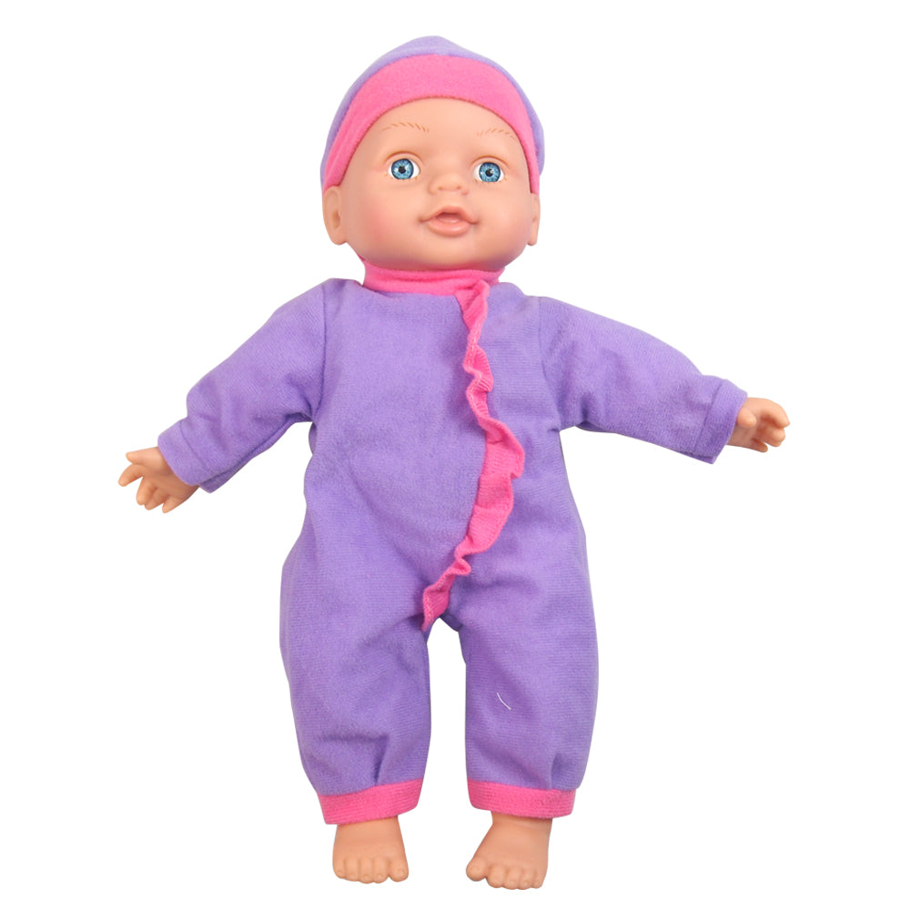 בובה רכה עם עגלת מתכת סגול | Soft Baby With Metal Buggy Purple