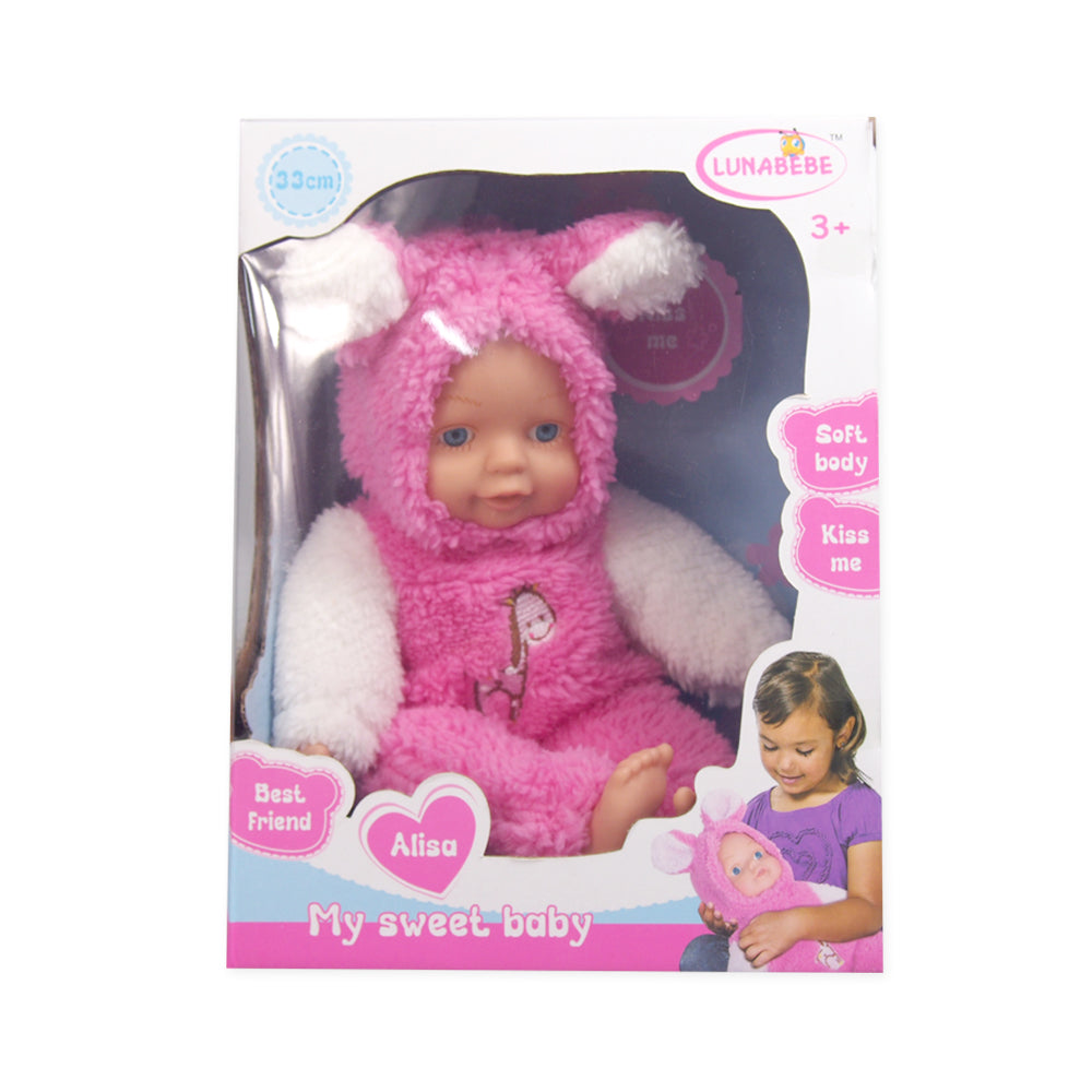 בובה יושבת עם תחפושת חיות לבן | Sitting Animal Soft Doll White