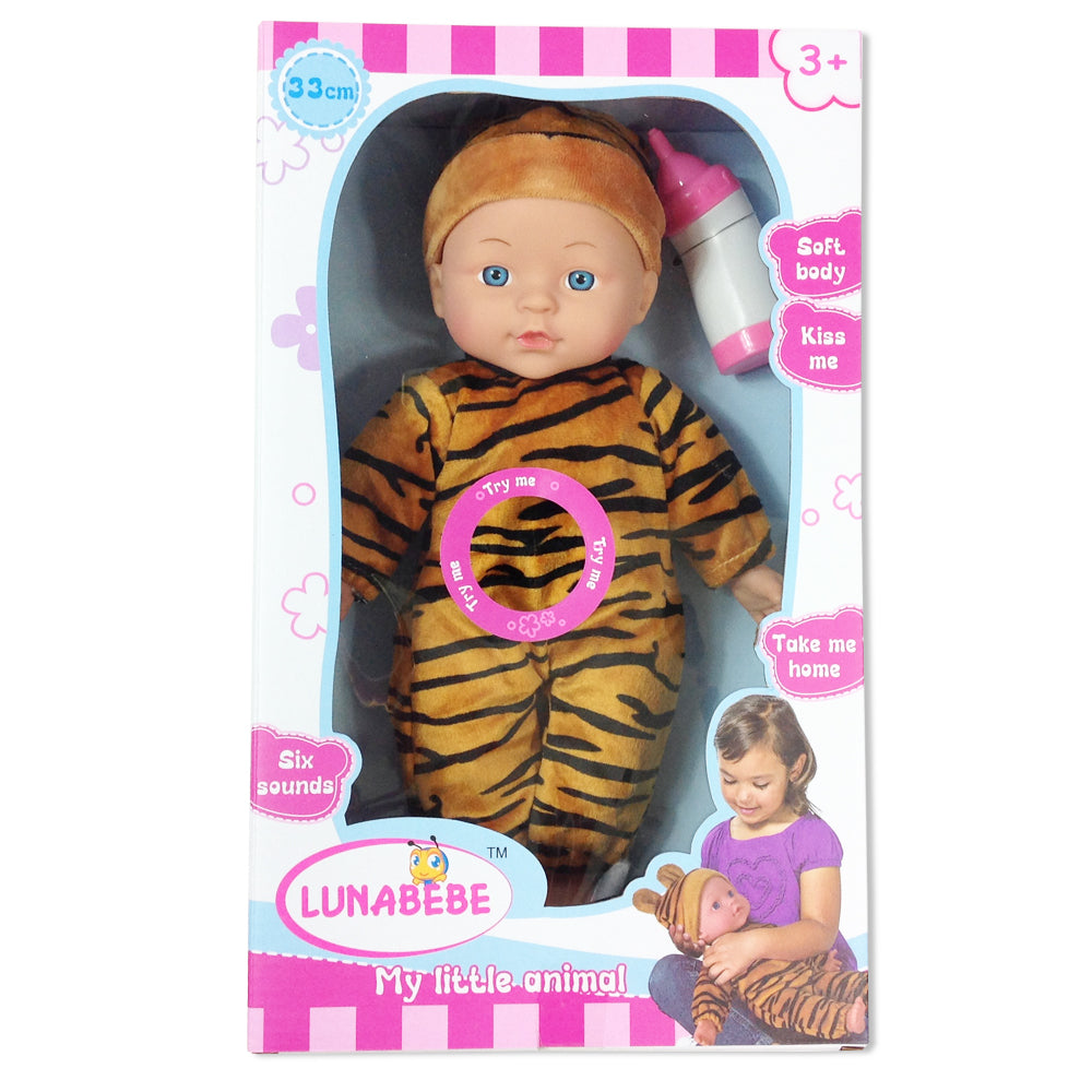 בובה עם תחפושת חיות ובקבוק צ׳יטה | Soft Animal Doll With Bottle Cheetah