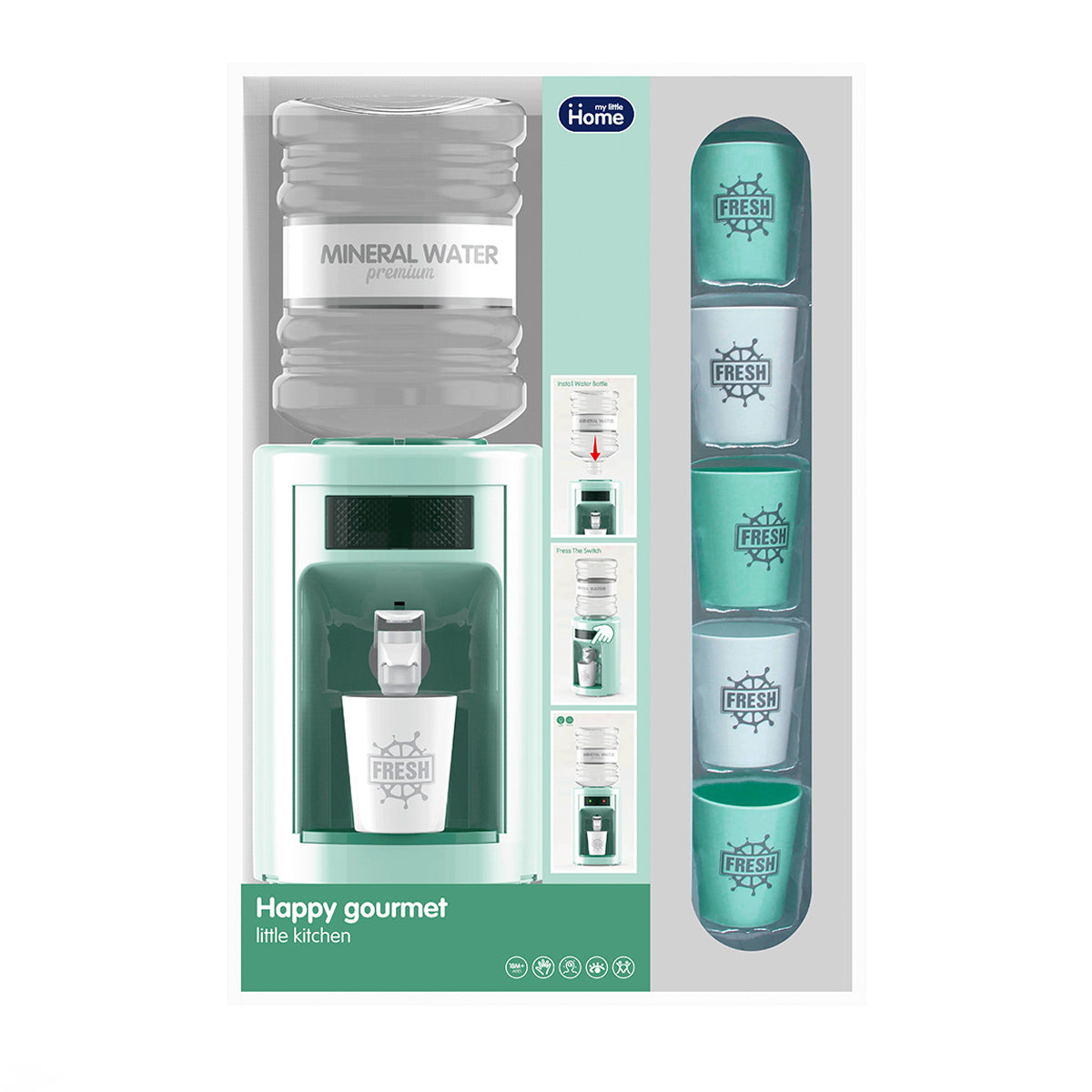 בר מים עם כוסות ירוק | Water Dispenser With Cups Green