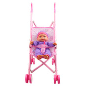 בובה רכה עם עגלת מתכת סגול | Soft Baby With Metal Buggy Purple