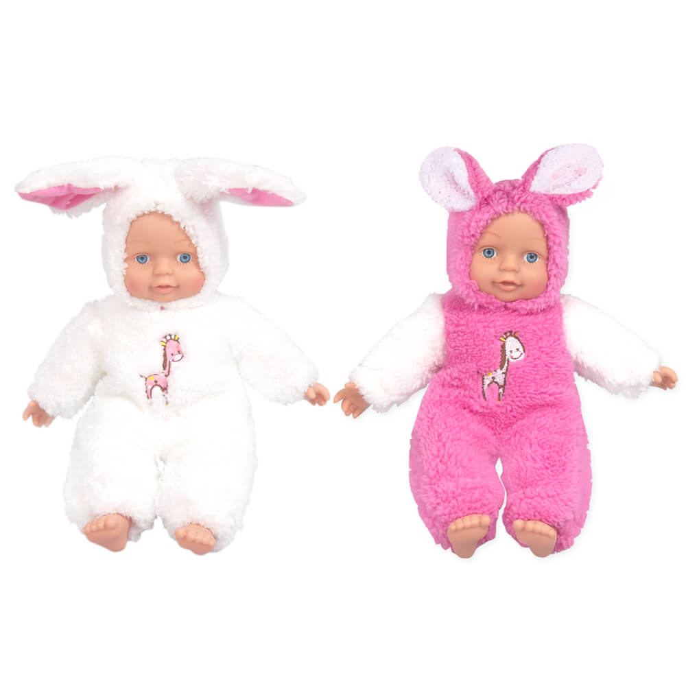 בובה יושבת עם תחפושת חיות לבן | Sitting Animal Soft Doll White
