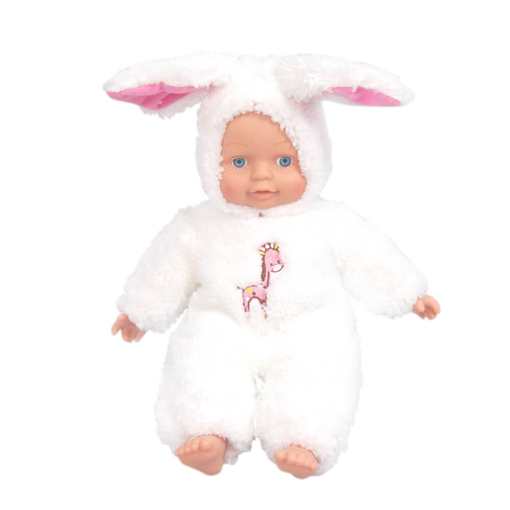 בובה יושבת עם תחפושת חיות לבן | Sitting Animal Soft Doll White