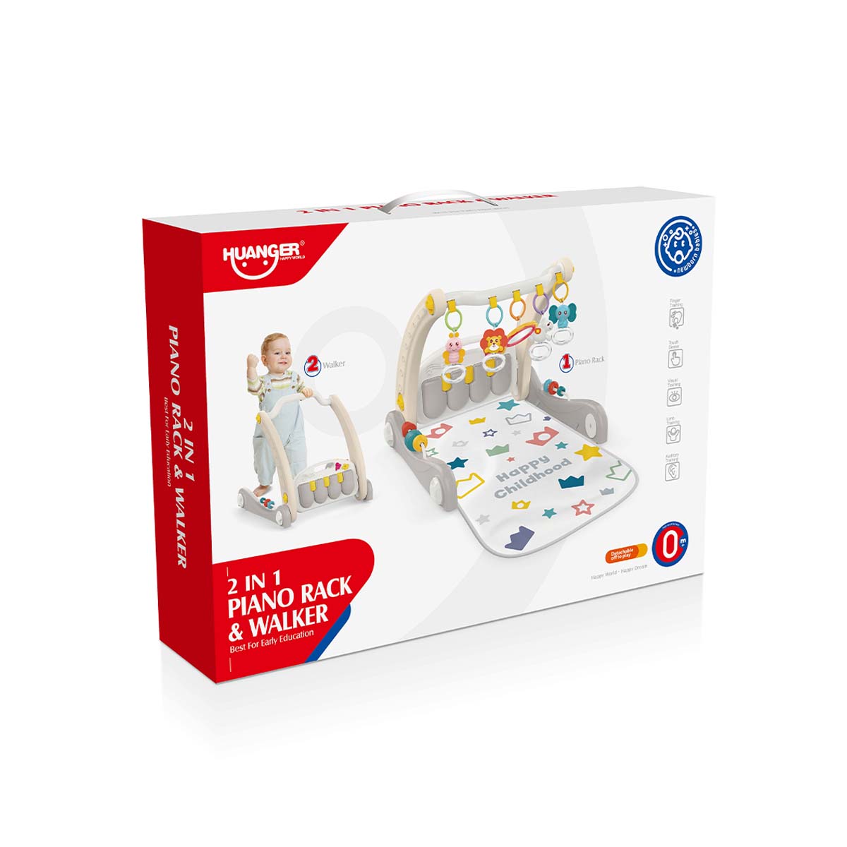 הליכון ומזרן פעילות 2-ב-1 עם פסנתר האנגר | Huanger 2-in-1 baby walker & piano fitness mat