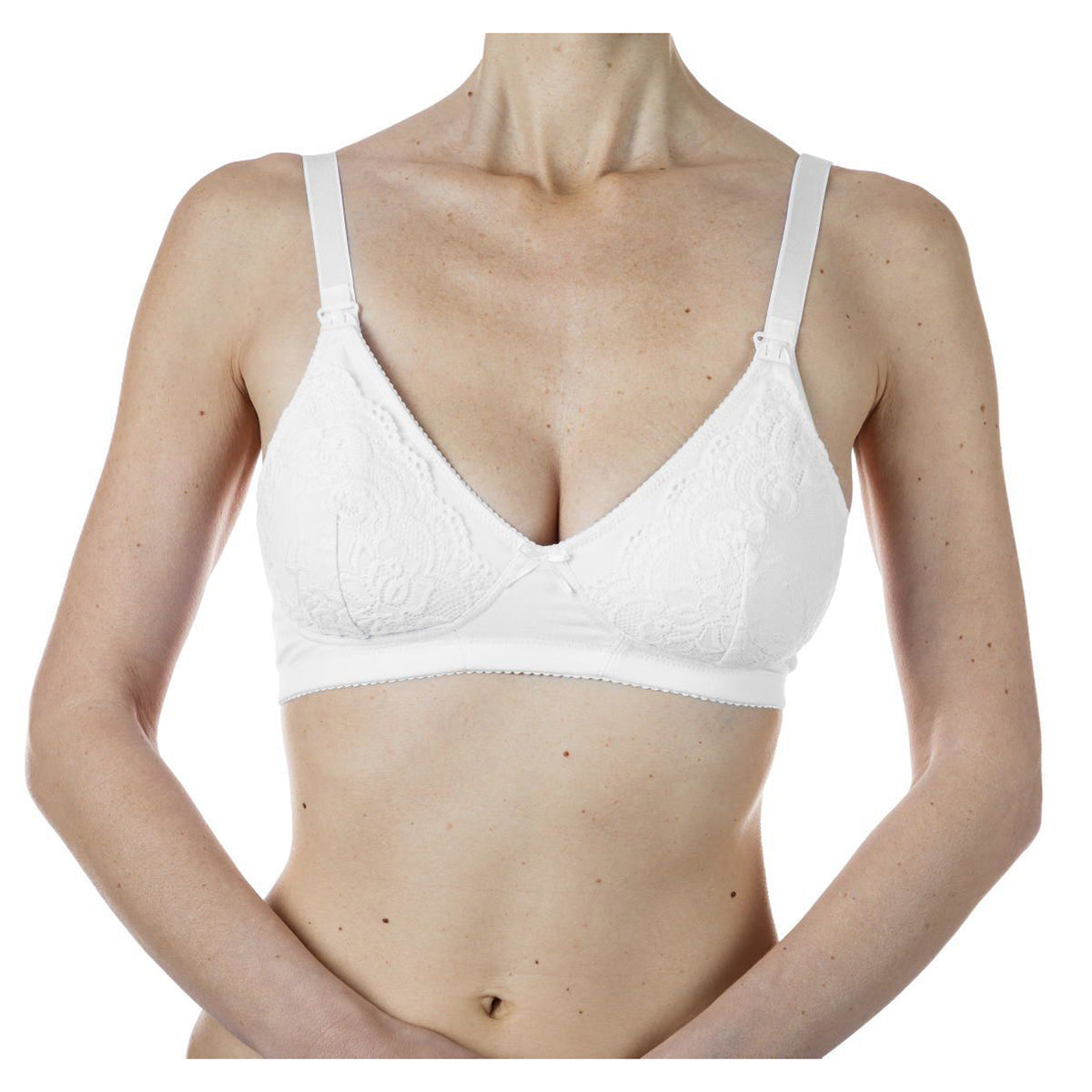 חזיית הנקה כותנה צ'יקו צבע לבן עם תחרה D95 | Nursing Cotton Bra Chicco White