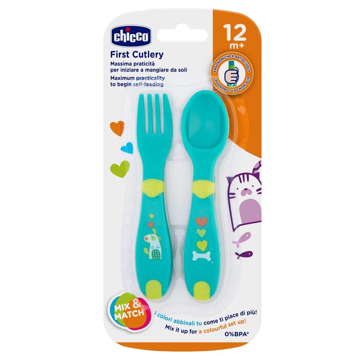 סט מזלג וכפית צ'יקו | Chicco First Cutlery Neutral