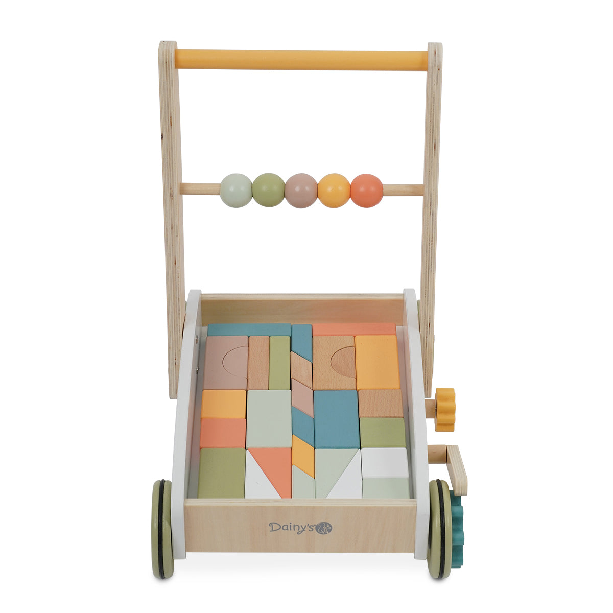 הליכון עגלת קוביות מעץ דייניז  ‏‏‏ | Dainy's Wooden Baby Walker with Blocks
