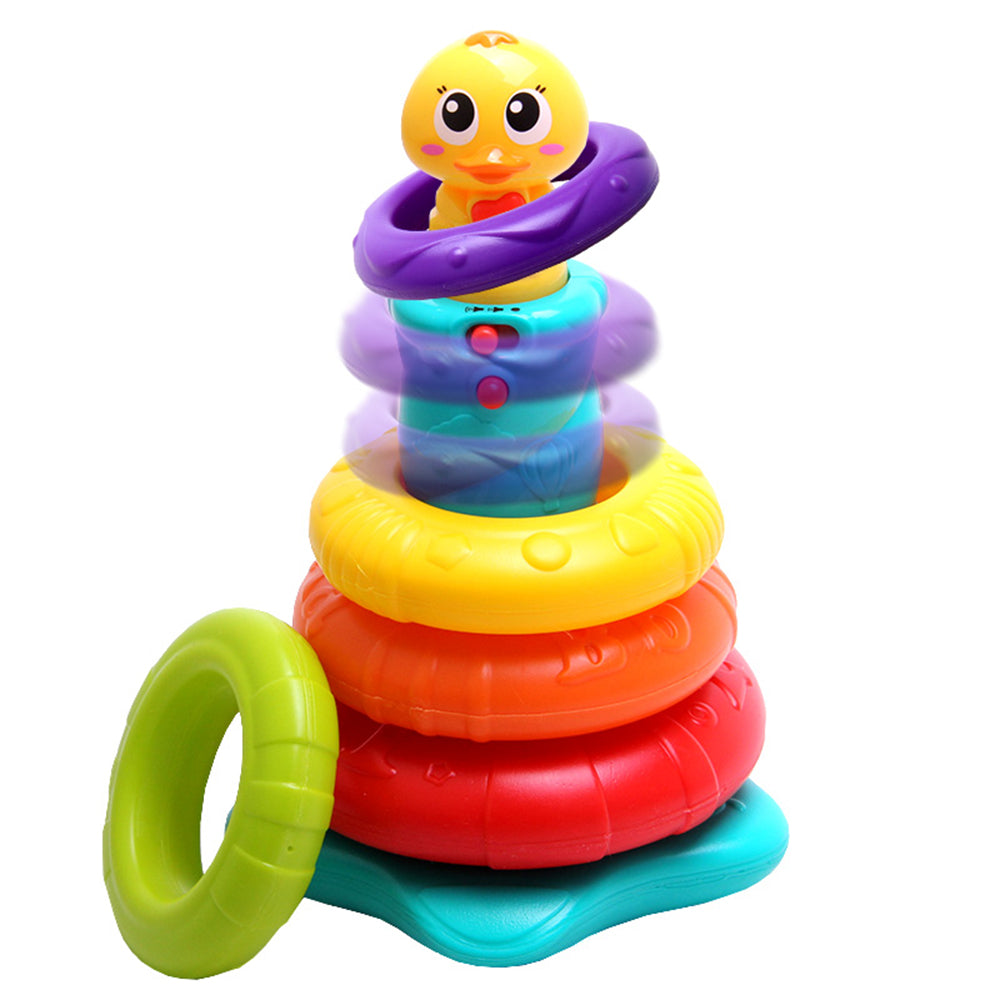 מגדל טבעות ברווז עם קשת וענן הולה טויס | Hola Toys Little Rainbow Duck Stacking Toy