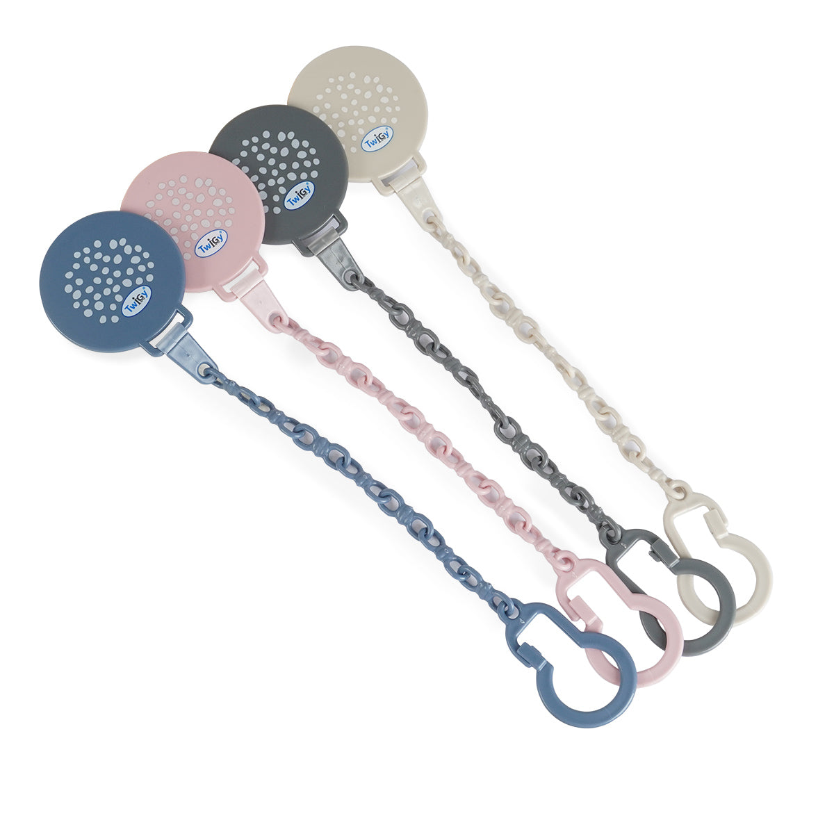 מחזיק מוצץ עם שרשרת טוויגי אפור | Twigy Pacifier Clip with chain Grey