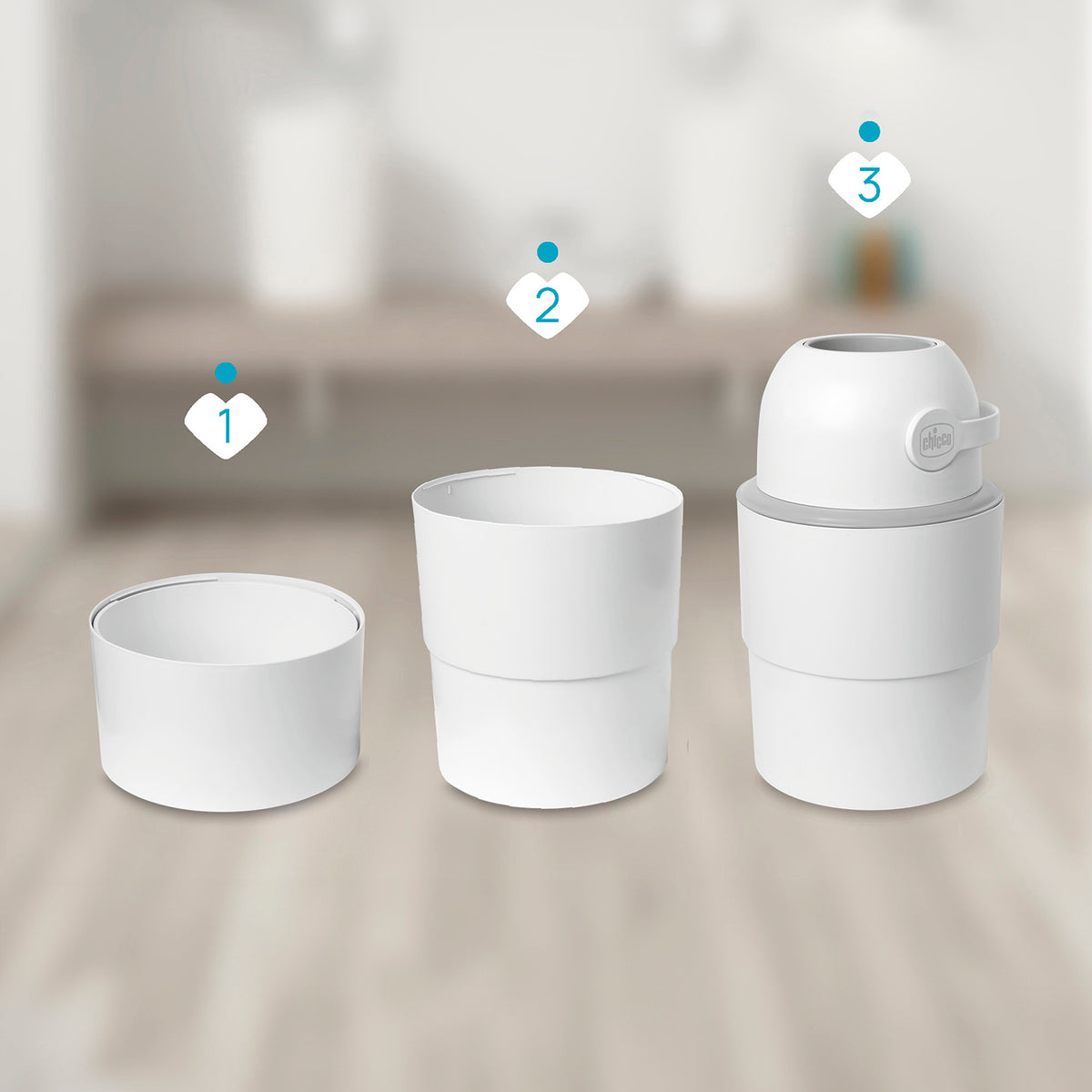 פח חיתולים טלסקופי צ'יקו לבן | Chicco Telescopic Nappy Bin White
