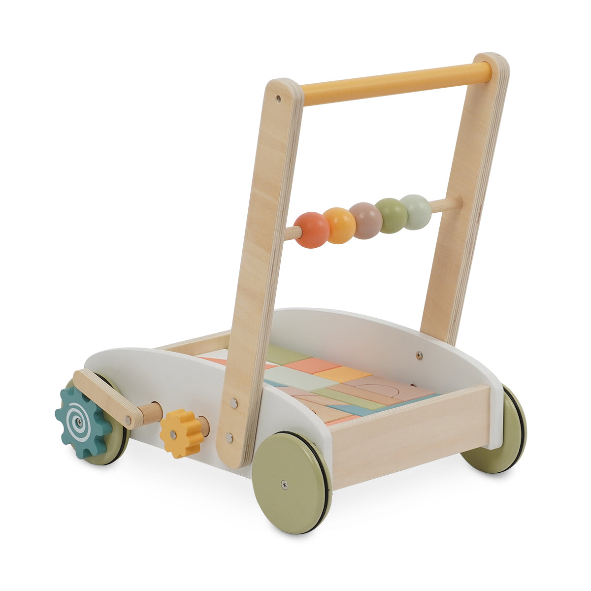 הליכון עגלת קוביות מעץ דייניז  ‏‏‏ | Dainy's Wooden Baby Walker with Blocks