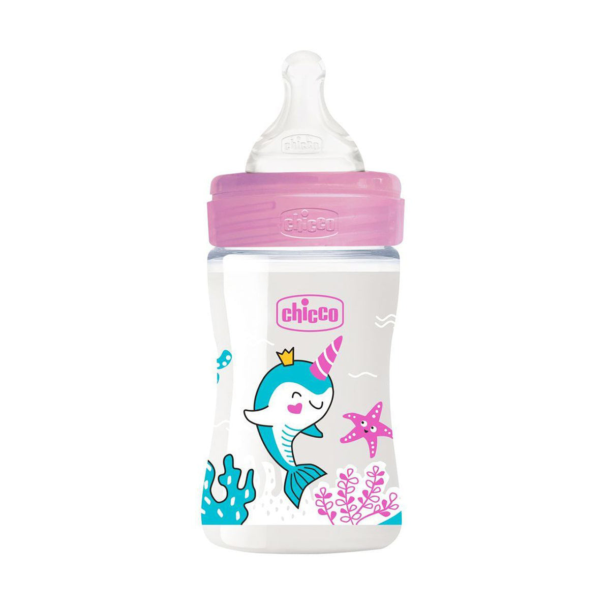 בקבוק צ'יקו וולביאינג ורוד 150 מ"ל 0M+ | Chicco Well Being Feeding Bottle 150ml