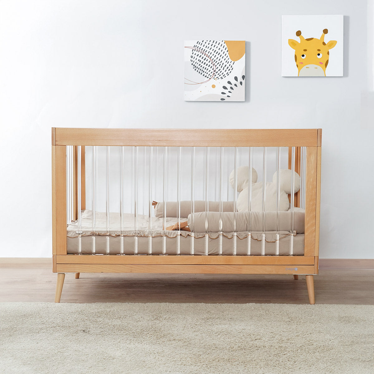 מיטת תינוק דייניז אמנדה עץ טבעי/אקריל | Dainy's Amanda™ Baby Bed Natural/acrylic 130×70 cm
