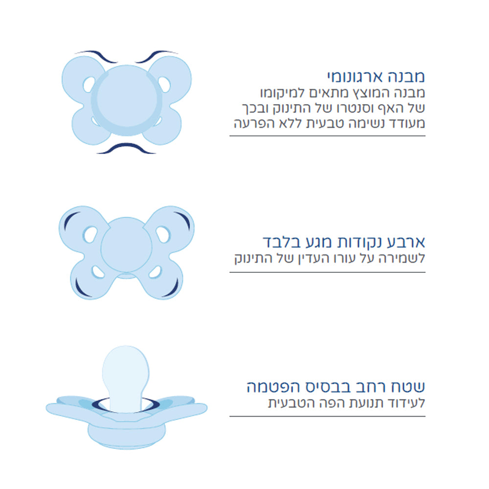 מוצץ סיליקון 16-36 צ'יקו פיזיו קומפורט עם כוכבים | Chicco Physio Comfort My Little Star Gray&White