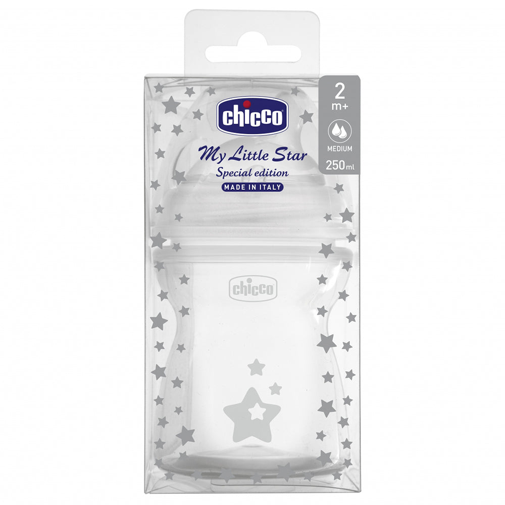 בקבוק צ'יקו נטורל פילינג עם כוכבים 2M+ 250 מ"ל  | Chicco Natural Feeling Bottle My Little Star