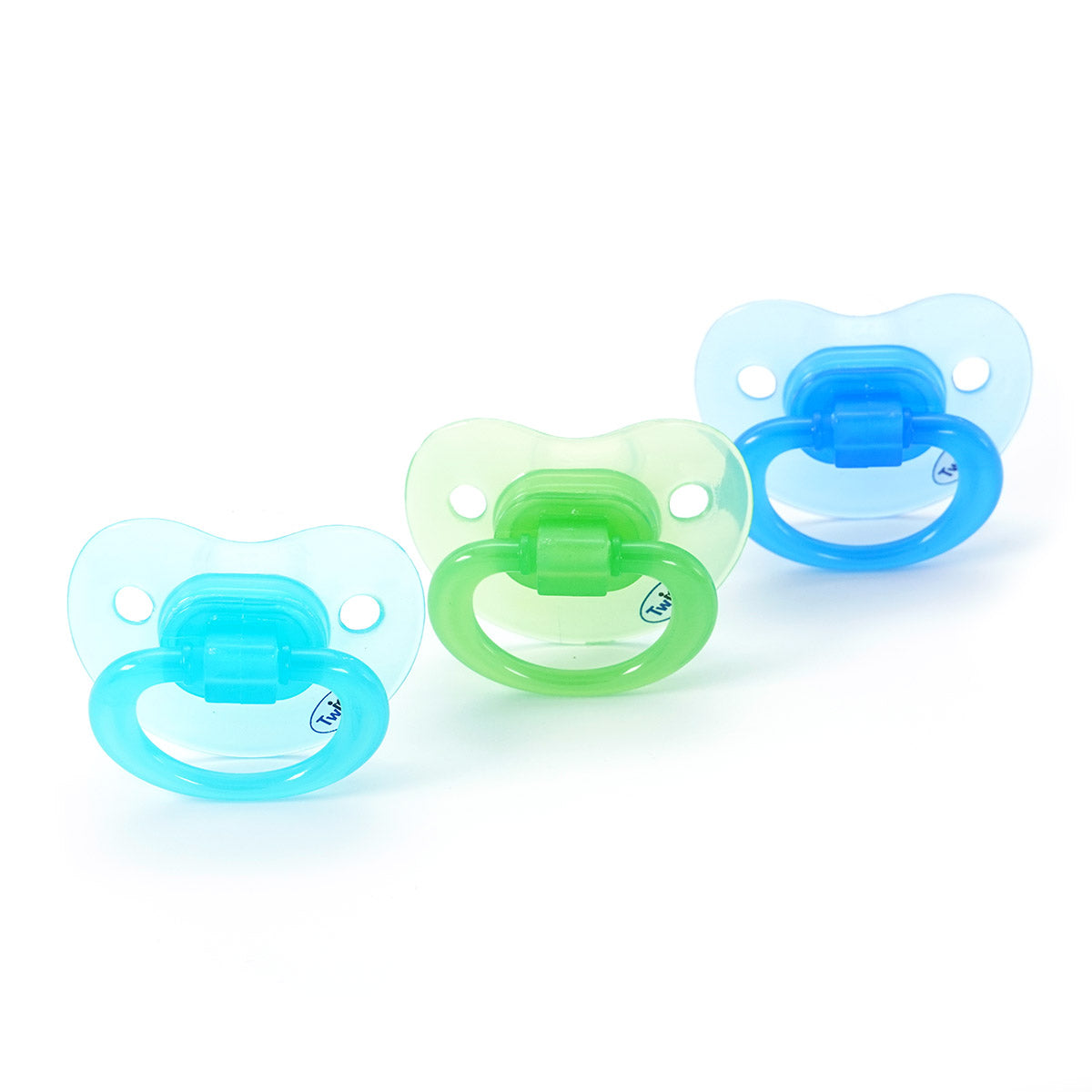שלישיית מוצצי סיליקון טוויגי 3+ כחול/ירוק| Flawlesse™ Silicone Pacifier Medium