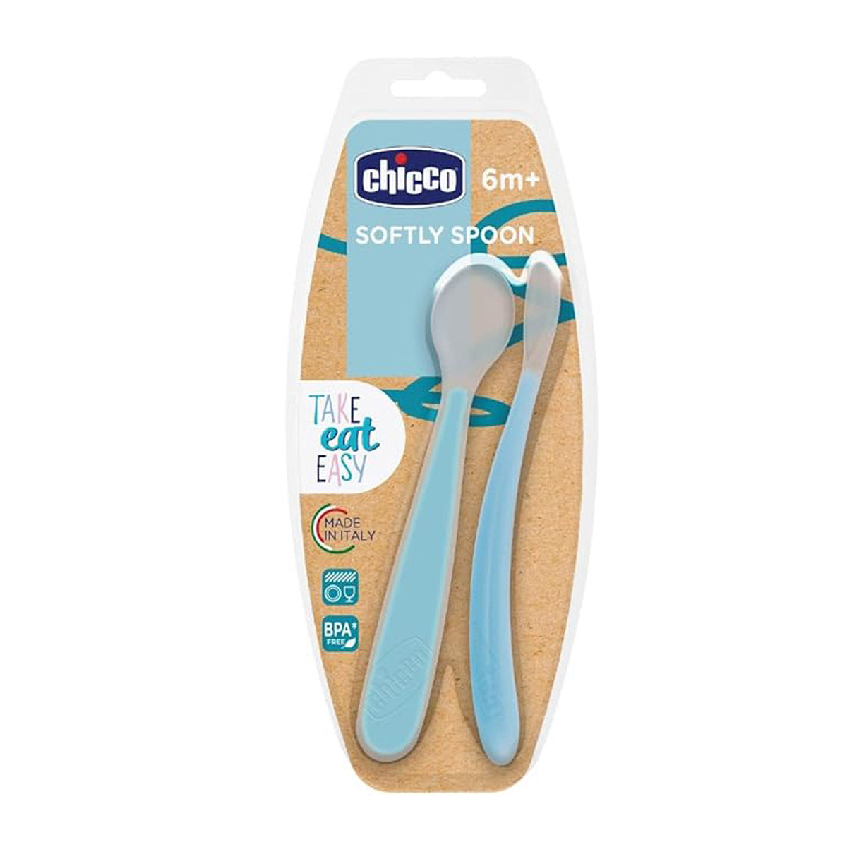 זוג כפיות סליקון רכות צ'יקו טורקיז | Chicco Two Soft Silicone Spoon Summer Nature