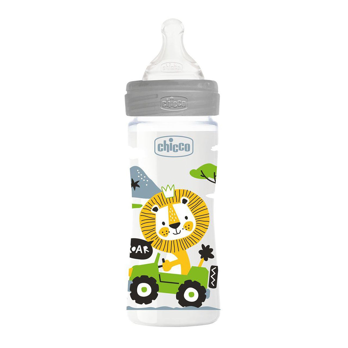 בקבוק צ'יקו וולביאינג אפור 250 מ"ל 2M+ | Chicco Well Being Feeding Bottle 250 ml