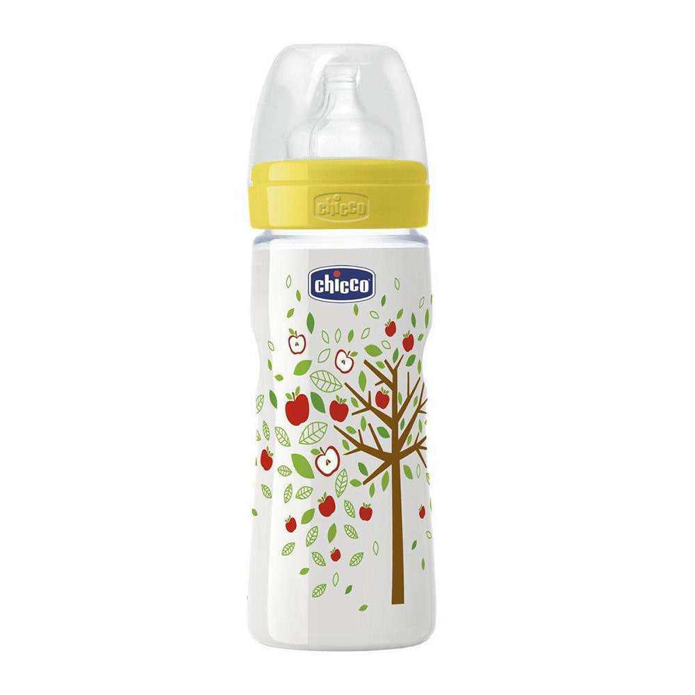 בקבוק צ'יקו וולביאינג אפור 330 מ"ל 4M+ | Chicco Well Being Feeding Bottle 330 ml