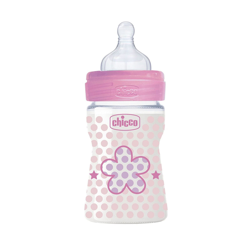 בקבוק צ'יקו וולביאינג ורוד 150 מ"ל 0M+ | Chicco Well Being Feeding Bottle 150ml