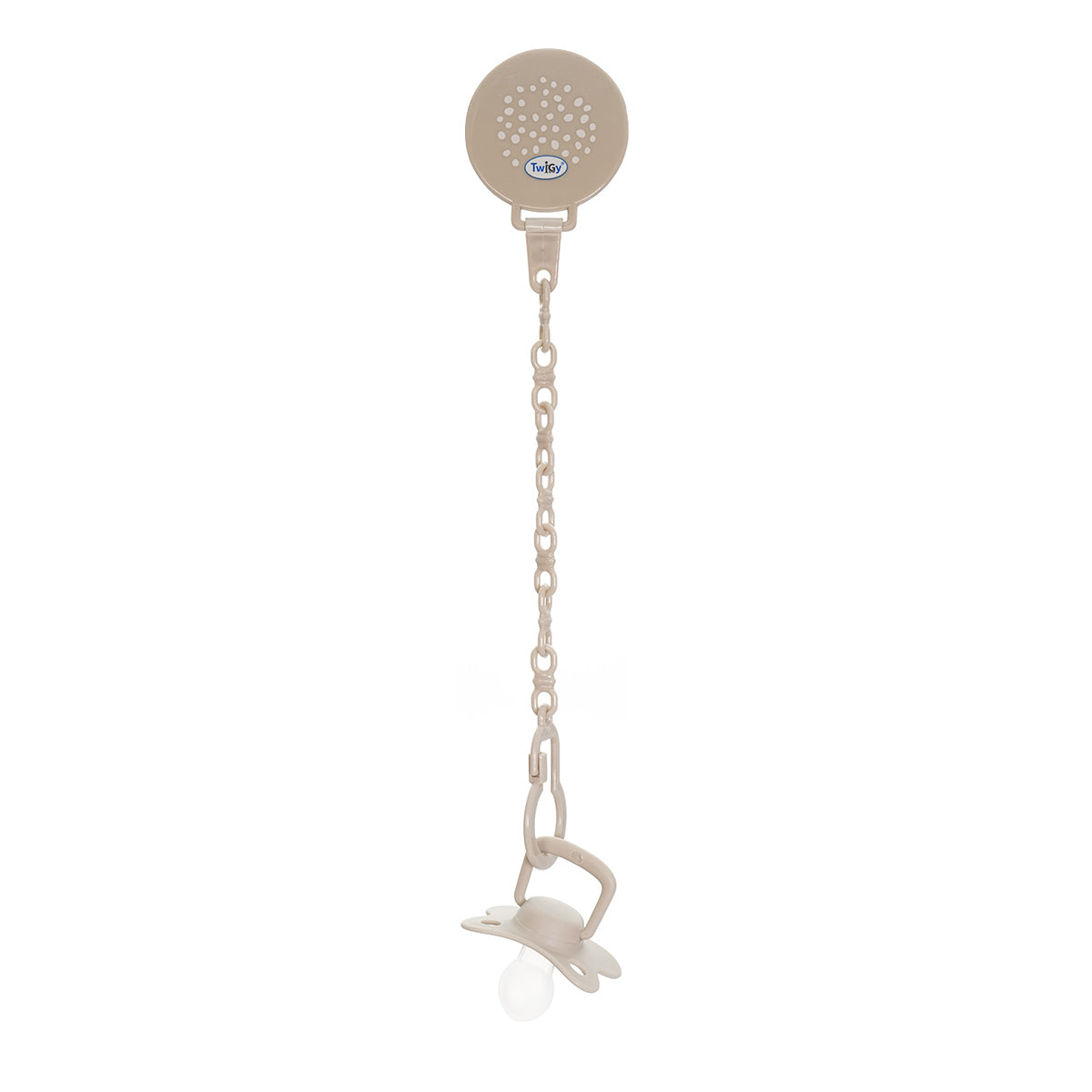 מחזיק מוצץ עם שרשרת טוויגי אפור | Twigy Pacifier Clip with chain Grey