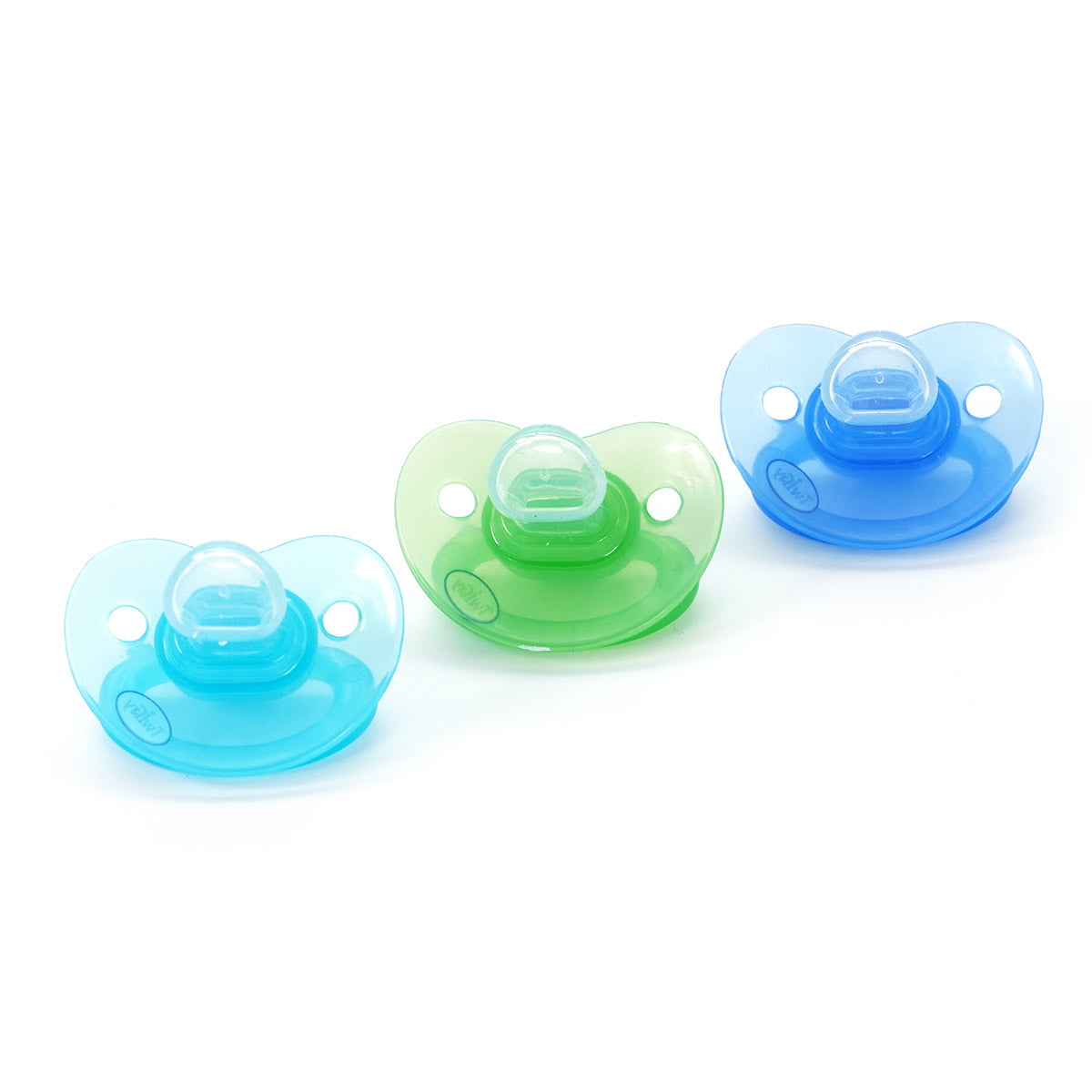 שלישיית מוצצי סיליקון טווגי 6+ כחול/ירוק | Flawlesse™ Silicone Pacifier Large