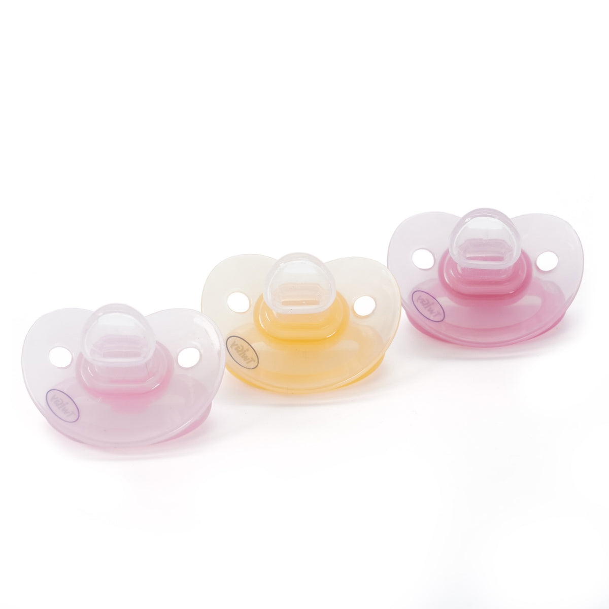 שלישיית מוצצי סיליקון טווגי 6+ ורוד/כתום | Flawlesse™ Silicone Pacifier Large