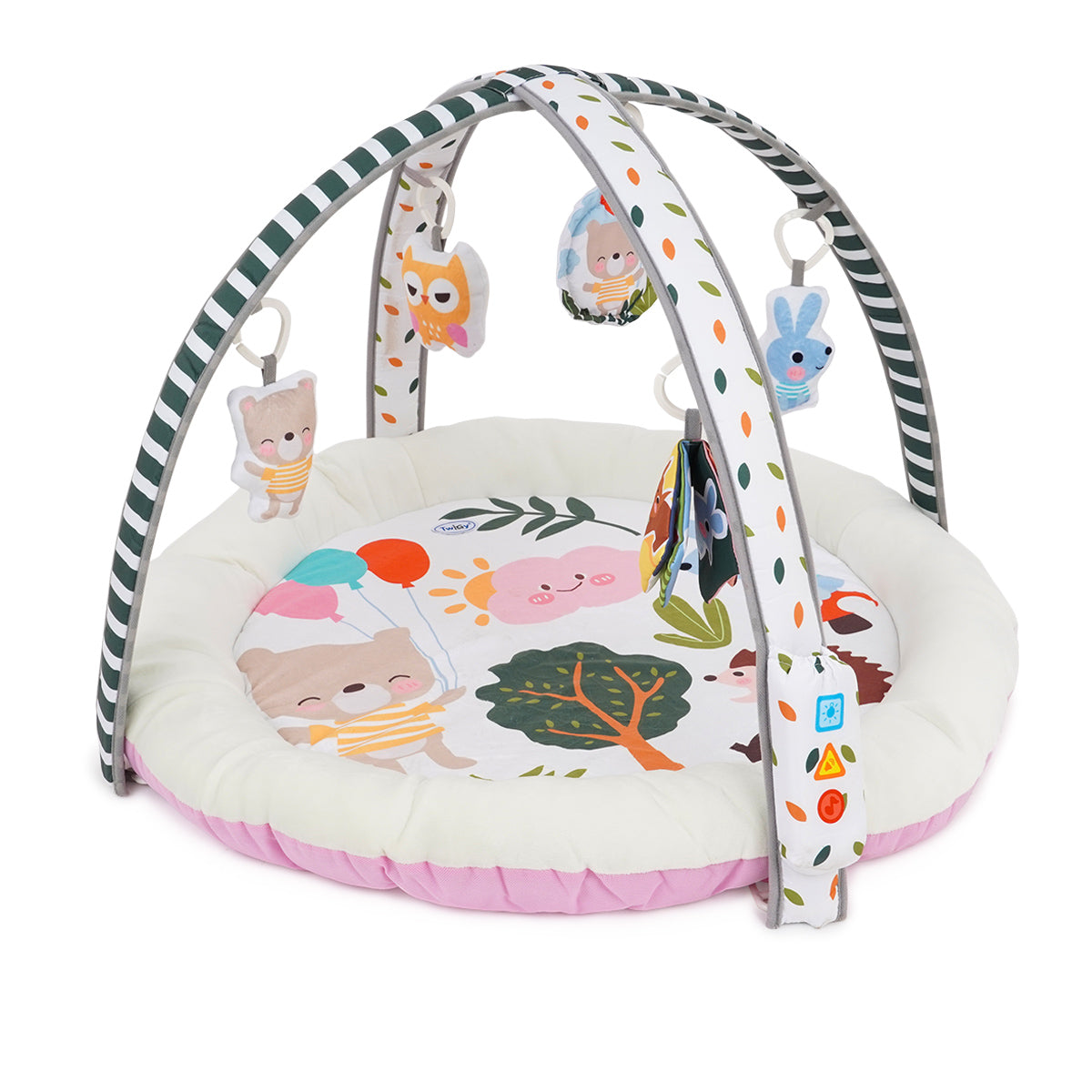 משטח פעילות טוויגי ורוד ולבן | ™Twigy Animals & Smiles Pink&White