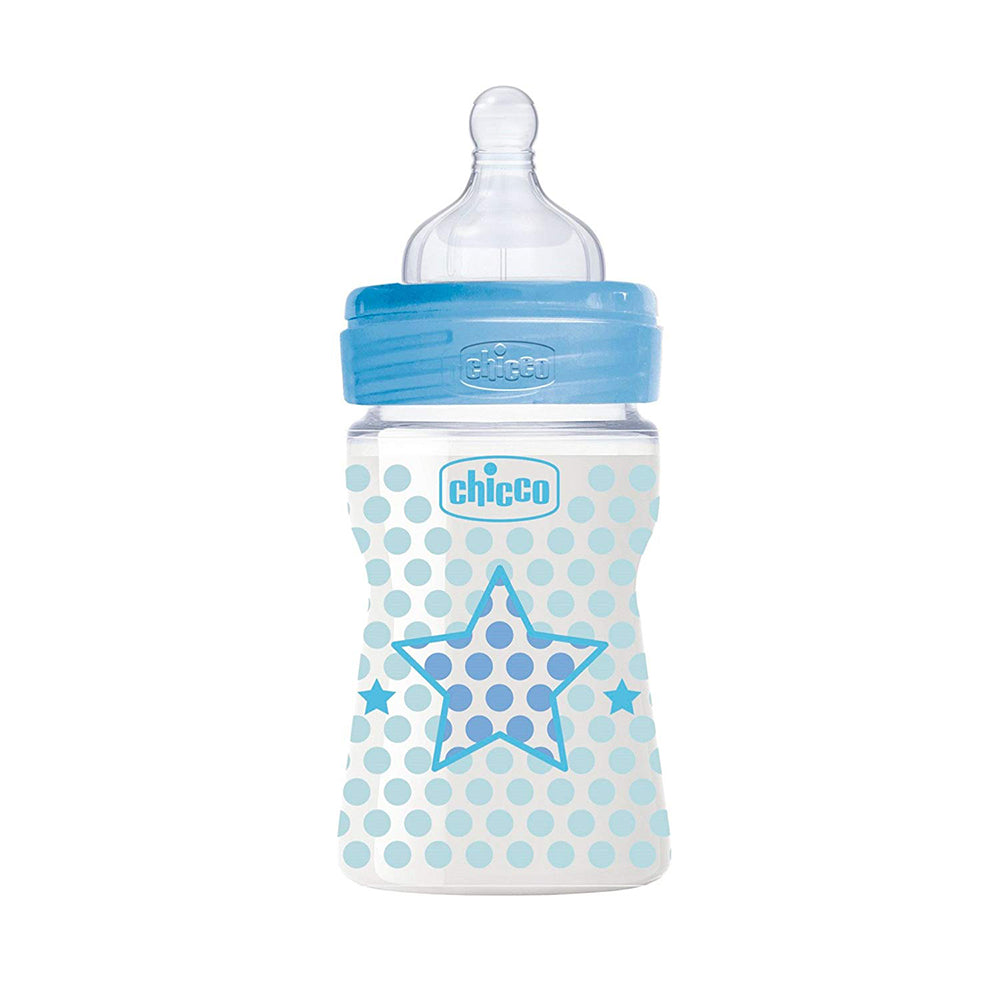 בקבוק צ'יקו וולביאינג כחול 150 מ"ל 0M+ | Chicco Well Being Feeding Bottle 150ml