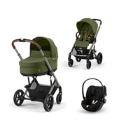 עגלת תינוק משולבת סייבקס בליוס TS5 + סלקל קלאוד G ריפוד ירוק | Cybex Balios TS5 + Cloud G