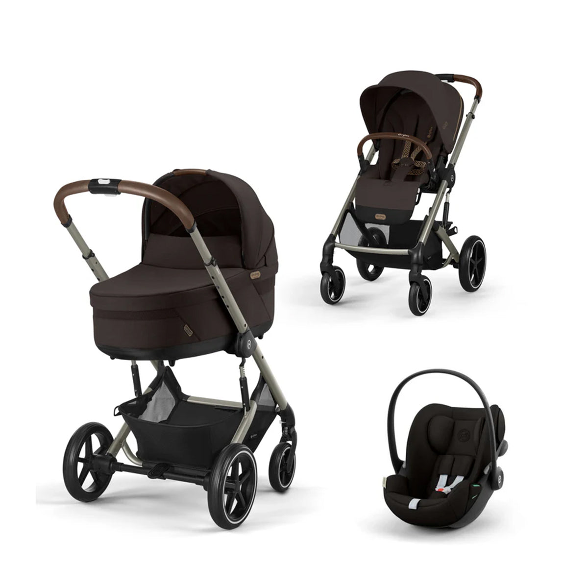 עגלת תינוק משולבת סייבקס בליוס TS5 + סלקל קלאוד G ריפוד חום שוקולד | Cybex Balios TS5 + Cloud G