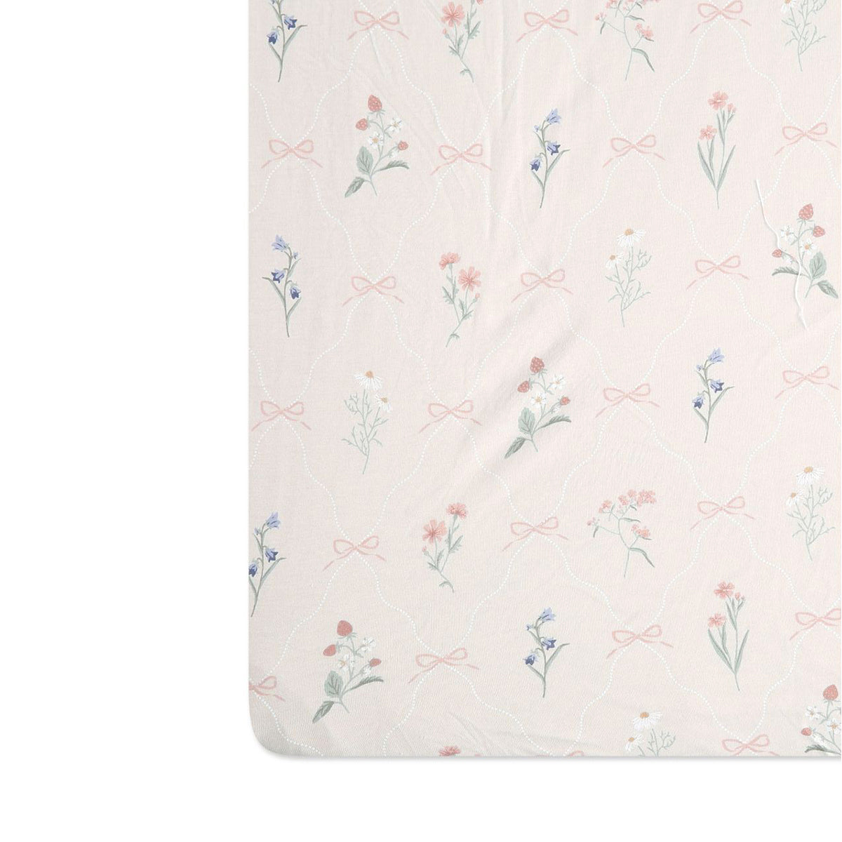 סדין לעריסה מיננה ליין Wonderland ורוד בהיר מודפס | Minene Light Pink Printed