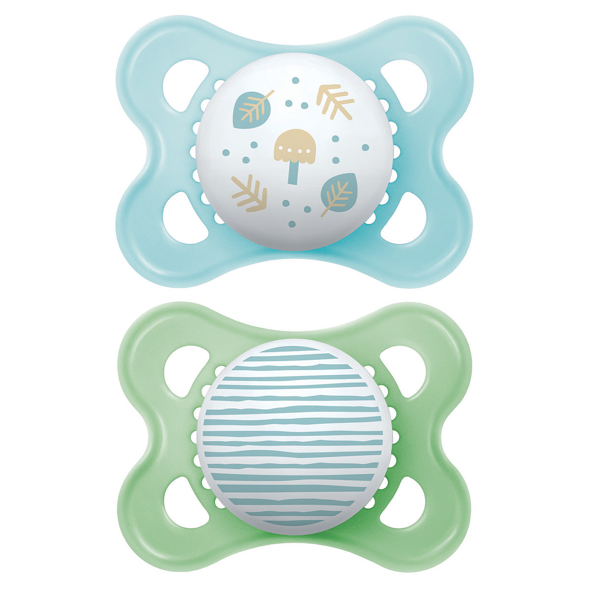 זוג מוצצי לטקס אוריג'ינל מאמ 0-6 תכלת ירוק  | MAM ORIGINAL Light Blue Green