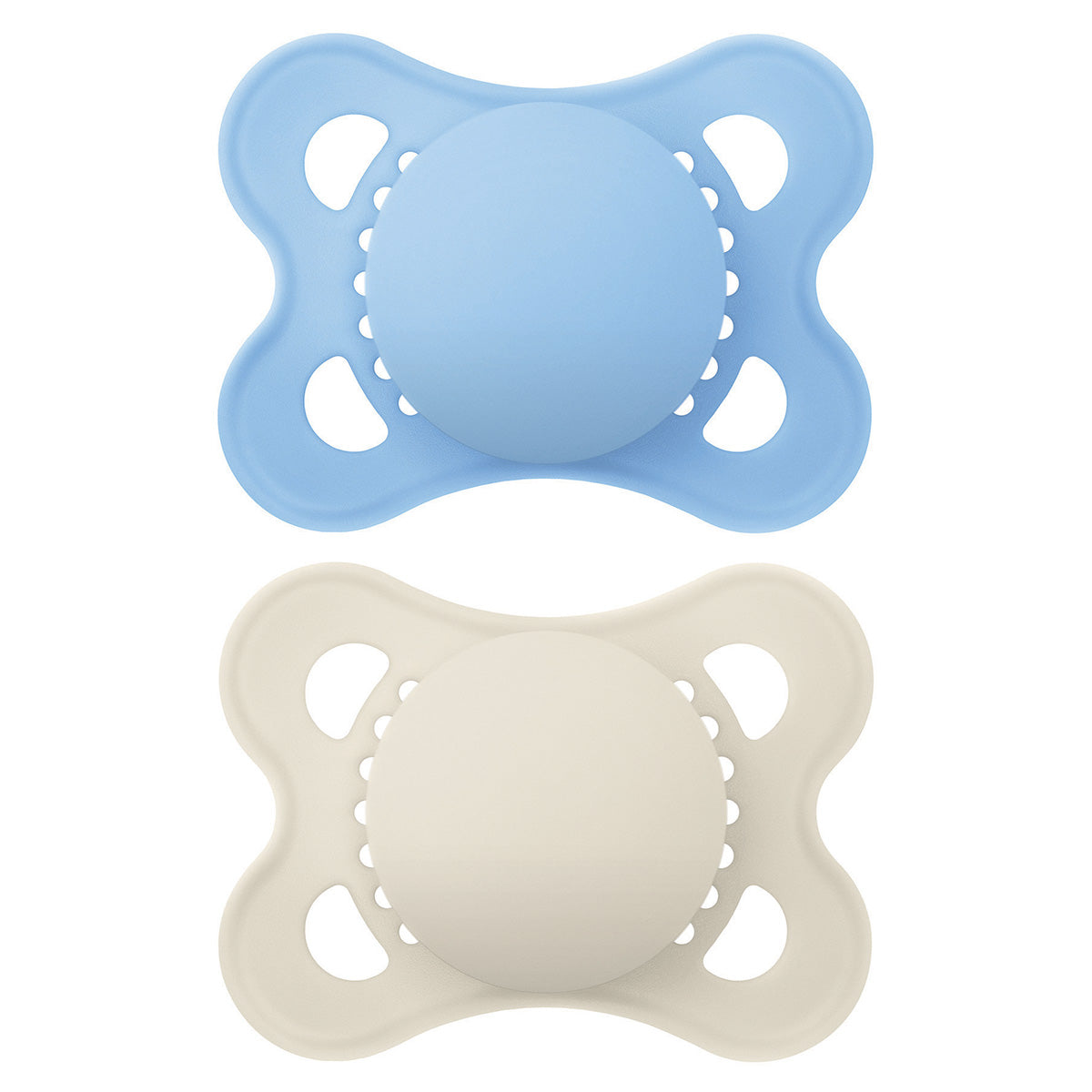 זוג מוצצי סיליקון מאמ 0-6 מאט חלק תכלת לבן | MAM ORIGINAL Light Blue White