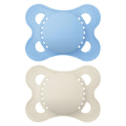 זוג מוצצי סיליקון מאמ 0-6 מאט חלק תכלת לבן | MAM ORIGINAL Light Blue White