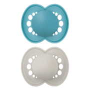 זוג מוצצי סיליקון מאמ 6+ חלק תכלת אפור | MAM ORIGINAL Light Blue Grey