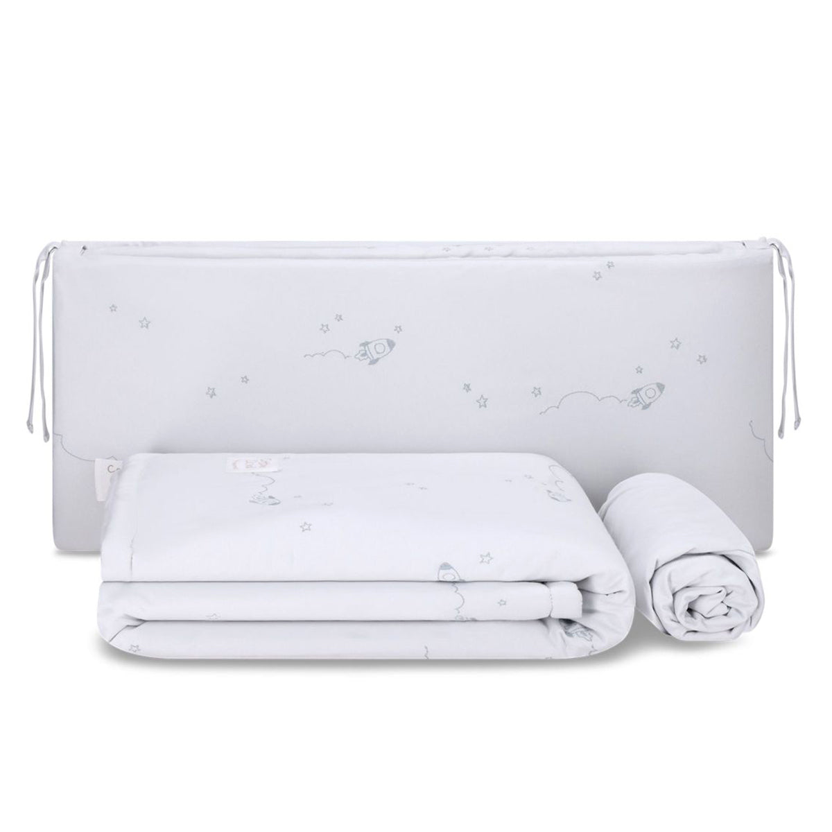 סט מצעים למיטת תינוק מיננה צבע תכלת ליין Cotton cloud | Minene Line Cotton cloud