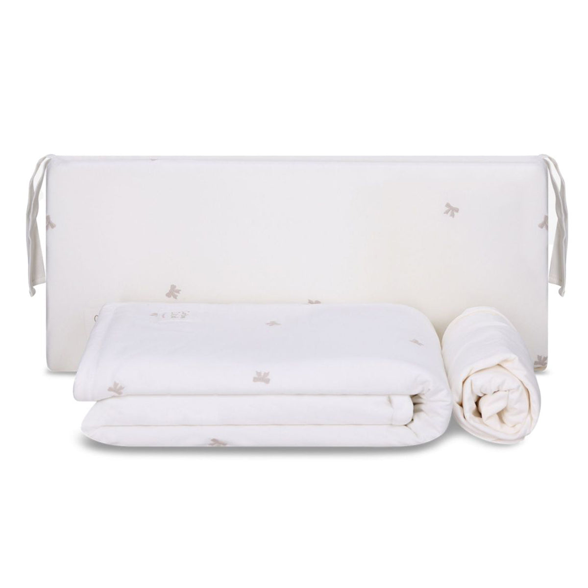 סט מצעים למיטת תינוק מיננה צבע שמנת ליין Cotton cloud | Minene Line Cotton cloud