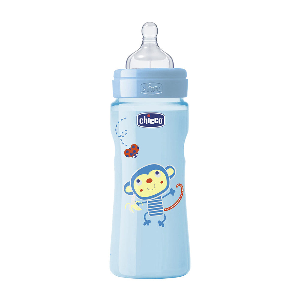 בקבוק צ'יקו וולביאינג אפור 330 מ"ל 4M+ | Chicco Well Being Feeding Bottle 330 ml