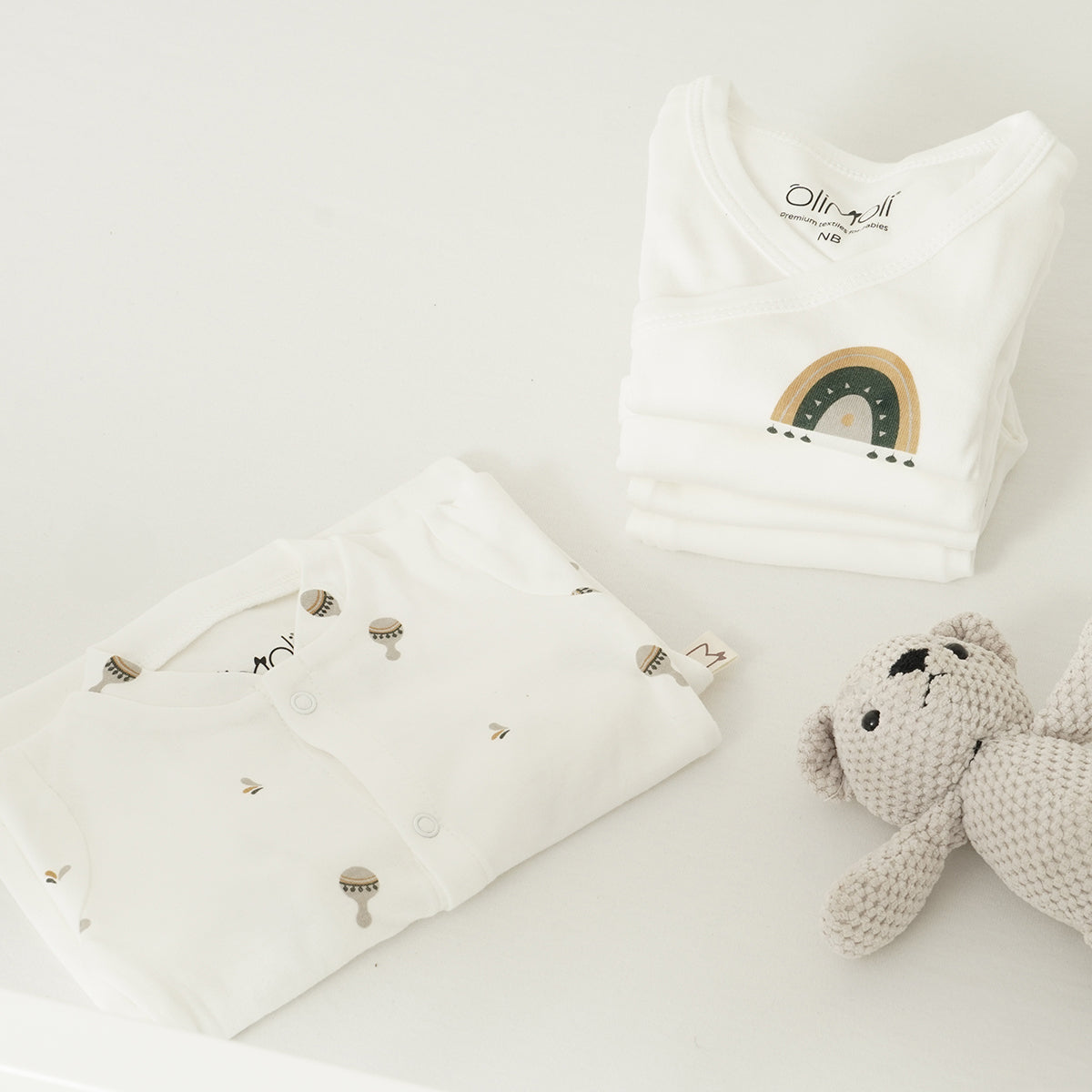 מארז זוג בגדי גוף אולימולי מודפס יוניסקס NB | Olimoli Baby Body Suit 2 PCS