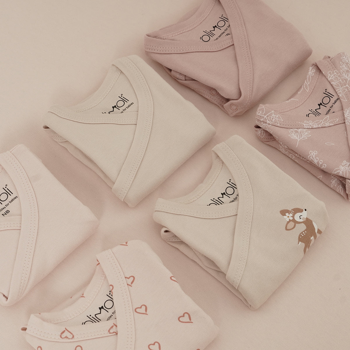 מארז זוג בגדי גוף אולימולי מודפס בנות NB | Olimoli Baby Body Suit 2 PCS