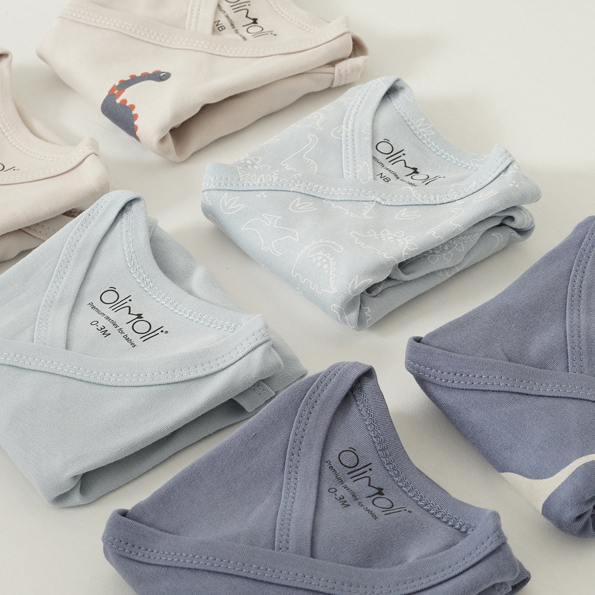 מארז שלישיית בגדי גוף אולימולי חלק בנים NB | Olimoli Baby Body Suit 3 PCS