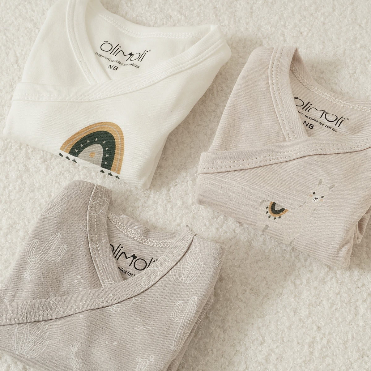 מארז זוג בגדי גוף אולימולי מודפס יוניסקס NB | Olimoli Baby Body Suit 2 PCS