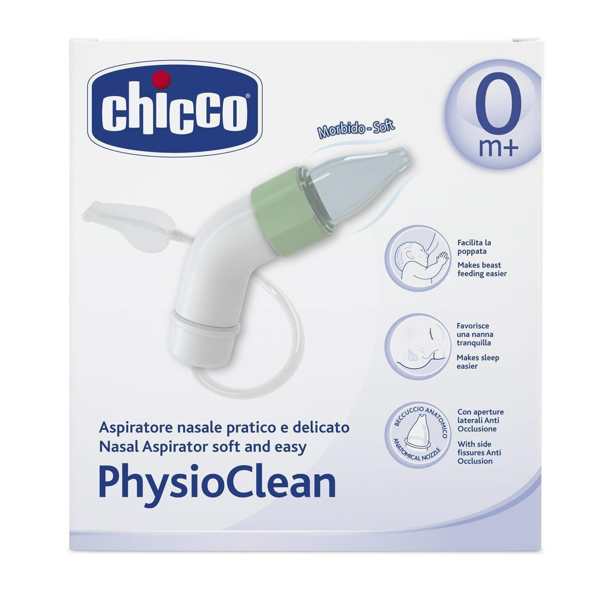 שואב רירית עם צינורית צ'יקו ירוק לבן | Chicco Physioclean Light Green&White