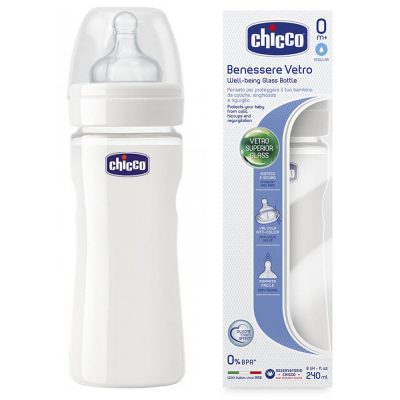 בקבוק זכוכית פטמת סיליקון – Well Being Glass Bottle